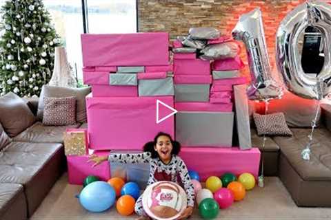 Tiana's 10th Birthday Party Opening Presents! Giant LOL Surprise Cake