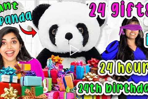 24 GIFTS in 24 HOURS on Sisters birthday | *Iphone**Giant Panda**Bday Prank* 🥳