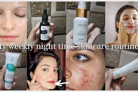 My Weekly Night Time Skincare Routine | No pimple , Dullness , Dryness & Achieve Glass Skin ✨