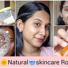Natural🥣☘️Summer🌞Skincare Routine || 4 step skincare routine with all home remedies🥣 || Debleena ..
